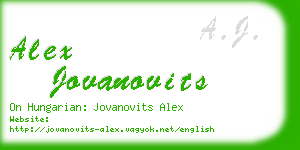 alex jovanovits business card